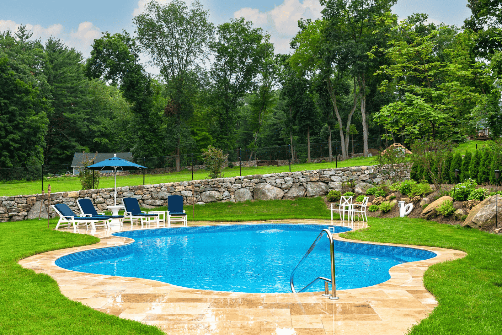 backyard pool with beautiful surroundings