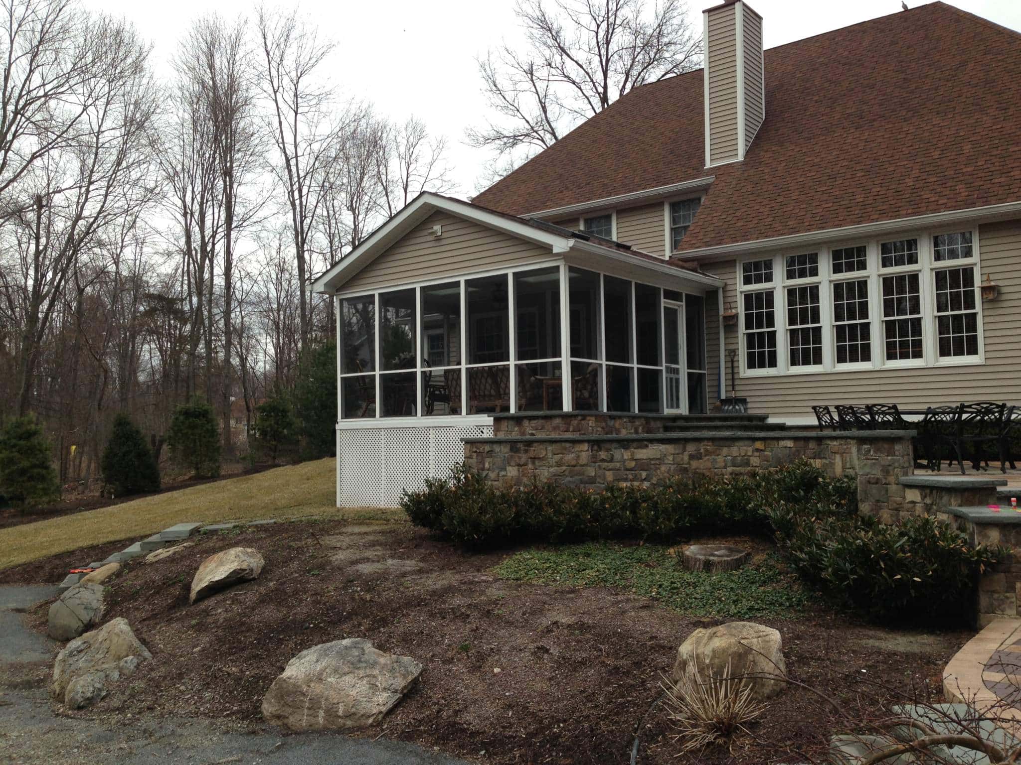 before and after photo of our pool builder company in connecticut