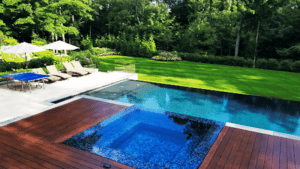 Infinity pool with water features