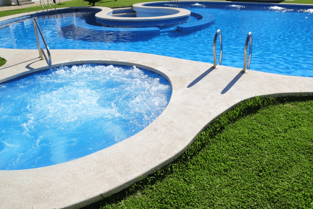 Vinyl swimming pool with spa upgrade